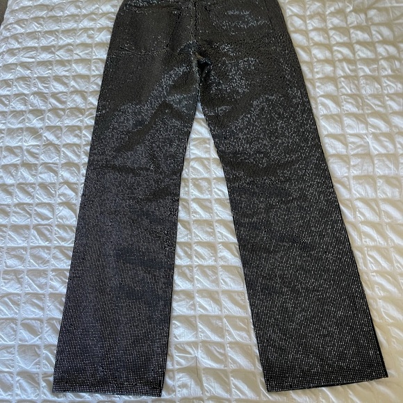 Zara Rhinestone Black Straight Leg Jeans Classic Style - Picture 9 of 12
